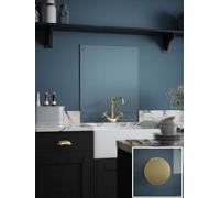 Laura Ashley Clear Toughened Glass Kitchen Splashback (Fixing Kit With Brass Caps) 900 X 750mm X 6mm