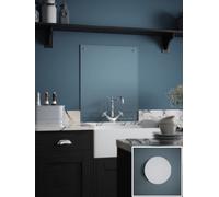 Laura Ashley Clear Toughened Glass Kitchen Splashback (Fixing Kit With Chrome Caps) 600 X 750mm X 6mm