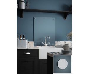 Laura Ashley Clear Toughened Glass Kitchen Splashback (Fixing Kit With Chrome Caps) 900 X 750mm X 6mm