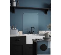 Laura Ashley Clear Toughened Glass Kitchen Splashback (Fixing Kit With Matt Black Caps) 600 X 750mm X 6mm