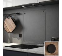 Laura Ashley Clear Glass Kitchen Splashback with Matt Black Caps - Matt Black / 90cm