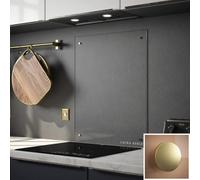 Laura Ashley Clear Glass Kitchen Splashback with Brushed Brass Caps - Clear with Brushed Brass