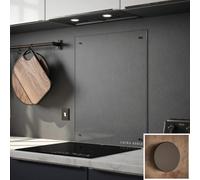 Laura Ashley Clear Glass Kitchen Splashback with Gunmetal Caps - Clear with Gunmetal / 90cm