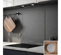 Laura Ashley Clear Glass Kitchen Splashback with Brushed Caps - Clear with Brushed Chrome / 90cm