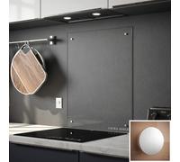 Laura Ashley Clear Glass Kitchen Splashback with Satin Chrome Caps - Clear with Satin Chrome