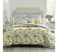 Laura Ashley Comforter Set, Cotton, Pastel Yellow, Full/Queen