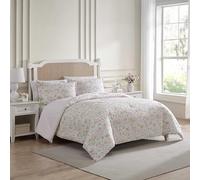 Laura Ashley - Comforter Set, Luxuriously Soft Bedding with Matching Shams & Bonus Tote Bag, Casual Home Decor (Morning Gloria Pink, King)