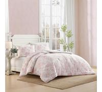 Laura Ashley - Comforter Set, Soft Poly Waffle Textured Bedding with Matching Shams, Delicate Floral Design (Delphine Pastel Pink, King)