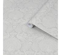 Laura Ashley Contemporary Pale Slate Damask Smooth Wallpaper