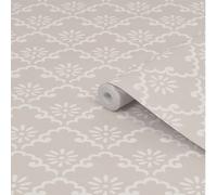 Laura Ashley Coralie Dove Grey Motif Smooth Wallpaper Sample