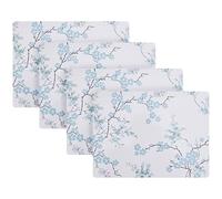 Laura Ashley Cork Placemats 16 x 12-inch for Kitchen and Dining Tables, Heat Resistant, Durable, Easy Clean, Set of 4, Oriental Blossom