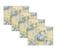 Laura Ashley Cork Placemats 16 x 12-inch for Kitchen and Dining Tables, Heat Resistant, Durable, Easy Clean, Set of 4, Joyce