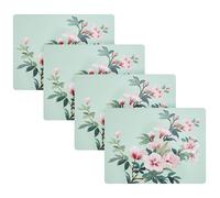 Laura Ashley Cork Placemats 16 x 12-inch for Kitchen and Dining Tables, Heat Resistant, Durable, Easy Clean, Set of 4, Blossom Branch