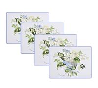 Laura Ashley Cork Placemats 16 x 12-inch for Kitchen and Dining Tables, Heat Resistant, Durable, Easy Clean, Set of 4, Lily of The Valley