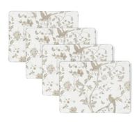 Laura Ashley Cork Placemats, 16 x 12-inch, Set of 4, Summer Palace Taupe | Ideal for kitchen, dining and patio tables, heat resistant, durable, easy to clean