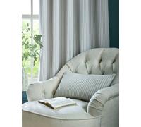 Laura Ashley Cornish Chenille Striped Eyelet Curtains Light Blue Mix