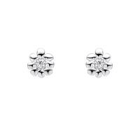 Laura Ashley Cosmos Silver Tone Flower Earrings E6522C - Brass / Silver Plated / Stone / Zirconia