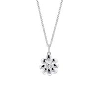 Laura Ashley Cosmos Silver Tone Flower N4642 - Elegant Styling - Brass / Silver Plated / Stone / Zirconia