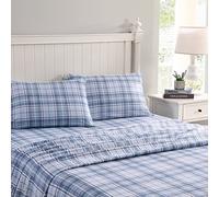 Laura Ashley Cotton Flannel Bedding Set, Mulholland Plaid Blue, Twin
