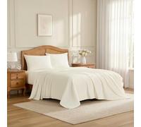 Laura Ashley - Cotton Percale King Sheet Set with Pillowcases, Deep Pocket