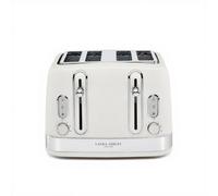 Laura Ashley Cotton White Toaster 4 Slice - 4 Slice Toasters Wide Slots | Bread Toaster, High Lift Lever, 7 Browning Levels, Independent Dual Controls, Defrost & Reheat Modes, Removable Crumb Trays
