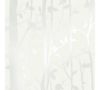 Laura Ashley Cottonwood Pearlescent White Trail Smooth Wallpaper