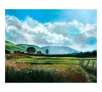 Laura Ashley Countryside Scene Print In A Wood Frame - 70 X 100Cm