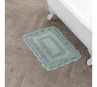 Laura Ashley Crochet Cotton 17x24 in. Bath Rug, Aqua