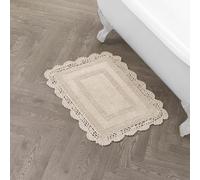 Laura Ashley Crochet Cotton 17x24 in. Bath Rug, Linen