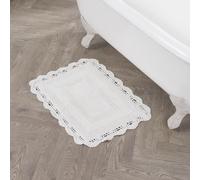 Laura Ashley Crochet Cotton 17x24 in. Bath Rug, White