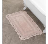 Laura Ashley Crochet Cotton 21x34 Bath Rug, Dusty Pink