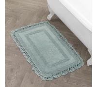Laura Ashley Crochet Cotton 24x40 Bath Rug, Aqua