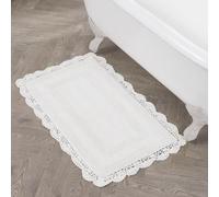 Laura Ashley Crochet Cotton 24x40 Bath Rug, Creamy White