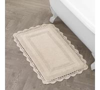 Laura Ashley Crochet Cotton 24x40 Bath Rug, Linen