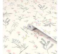 Laura Ashley Crosswell Cream Leaves Smooth Wallpaper