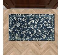 Laura Ashley Dark Navy Aria Floral Border Machine Washable & Slip Resistant 26"" x 45"" Accent Rug, LAA021479