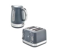 Laura Ashley Dark Slate 1.7L Electric Kettle and Toaster Sets 4 Slice - Energy Efficient Fast Boil Kettle Electric - 4 Slice Toaster with Wide Slots, Defrost, 7 Browning Settings & Reheat Mode