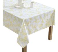 Laura Ashley Decorative Tablecloth, Wrinkle and Stain Resistant, Spillproof Water Repellant, Easy Care Washable Polyester Fabric for Dining, Kitchen, Holiday, Party and More, 60" x 102", Forsythia
