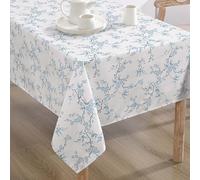 Laura Ashley Decorative Tablecloth, Wrinkle and Stain Resistant, Spillproof Water Repellent, Easy Care Washable Polyester Fabric for Dining, Kitchen, Holiday and Party, 60" x 84", Oriental Blossom