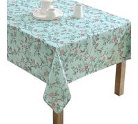 Laura Ashley Decorative Tablecloth, Wrinkle and Stain Resistant, Spillproof Water Repellent, Easy Care Washable Polyester Fabric for Dining, Kitchen, Holiday, and Party, 60" x 84", Eglantine