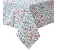 Laura Ashley Decorative Tablecloth, Wrinkle and Stain Resistant, Spillproof Water Repellent, Easy Care Washable Polyester Fabric for Dining, Kitchen, Holiday, Party, 60" x 84", Reindeer Prance