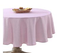 Laura Ashley Decorative Tablecloth, Wrinkle and Stain Resistant, Spillproof Water Repellent, Easy Care Washable Polyester Fabric for Dining, Kitchen, Holiday and Party, 70" Round, Blush