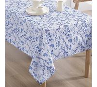 Laura Ashley Decorative Tablecloth, Wrinkle and Stain Resistant, Spillproof Water Repellent, Easy Care Washable Polyester Fabric for Dining, Kitchen, Holiday and Party, 60" x 102", Charlotte