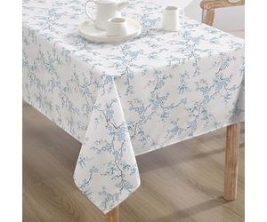 Laura Ashley Decorative Tablecloth, Wrinkle and Stain Resistant, Spillproof Water Repellent, Easy Care Washable Polyester Fabric for Dining, Kitchen, Holiday and Party, 60" x 102", Oriental Blossom