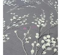 Laura Ashley Designer Curtains Upholstery Printed Interior Material, by Tia Knight (Pussy Willow Pale Iris)