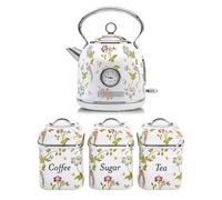Laura Ashley Dome Kettle & Canisters Set by VQ - Elveden White Laura Ashley Multicolor