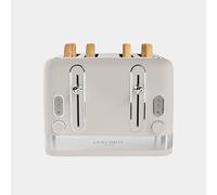 Laura Ashley Dove Grey 4 Slice Toaster with Wide Slots - Easy to Use Multi Functional Bread Toaster 4 Slice with High Lift Lever, 7 Browning Levels, Independent Dual Controls, Defrost & Reheat Modes