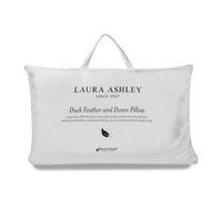 Laura Ashley Duck Feather & Down Pillow - 300 Thread Count Satin Stripe Cover, Plush White Duck Feather and Down Filling