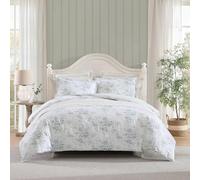 Laura Ashley - Duvet Cover Set, Super Soft Bedding with Matching Shams, Serene Watercolor Floral Design, Elegant and Feminine Aesthetic (Arundel Grey, Full/Queen)