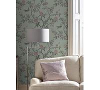 Laura Ashley Eglantine Eau De Nil Wallpaper Grey